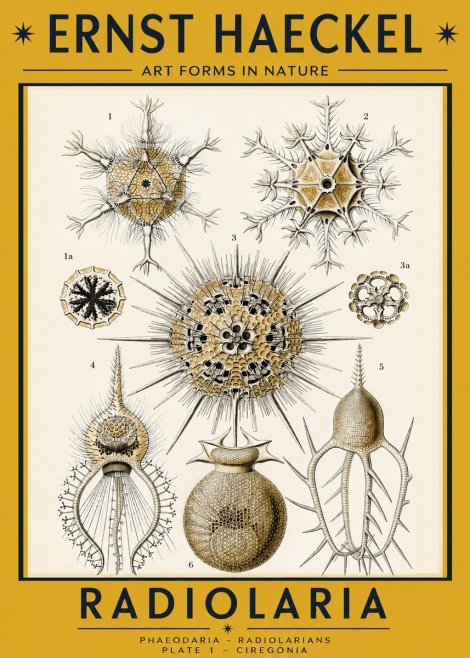 Ernst Haeckel Radiolaria - Plate 1 - Ciregonia No2 - Plakát