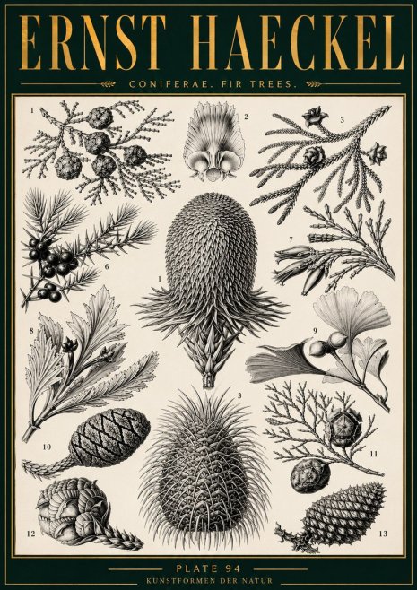 Ernst Haeckel Coniferae. Fir Trees. No4 - Plakát