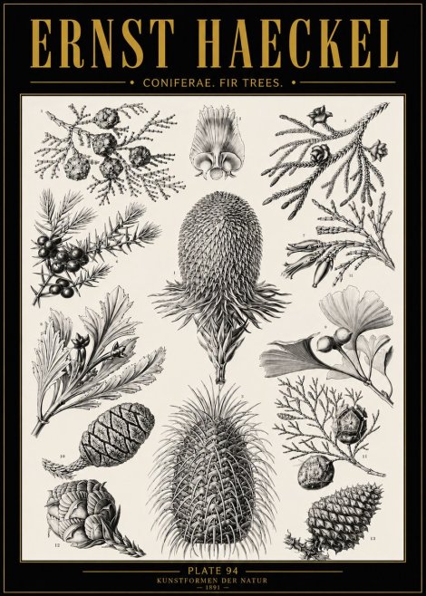 Ernst Haeckel Coniferae. Fir Trees. No5 - Plakát