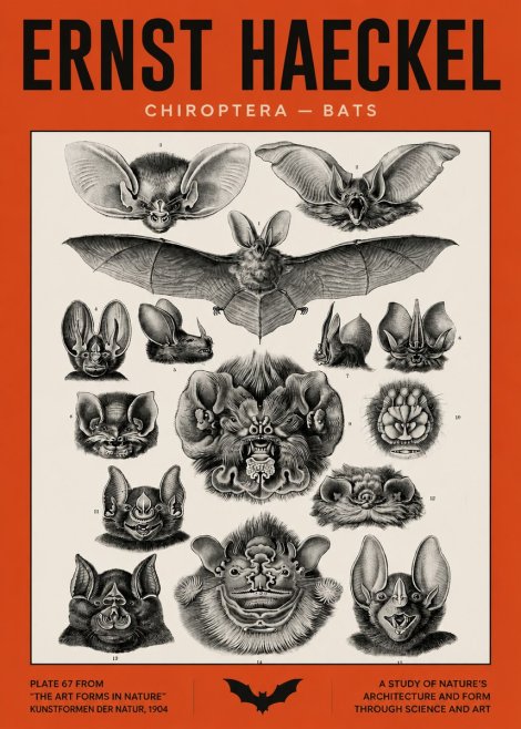 Ernst Haeckel Chiroptera Bats No5 - Plakát