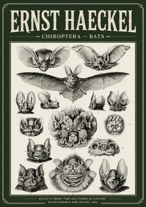 Ernst Haeckel Chiroptera Bats No6 - Plakát