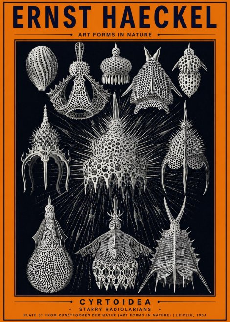 Ernst Haeckel Cyrtoidea - Starry Radiolarians No2 - Plakát