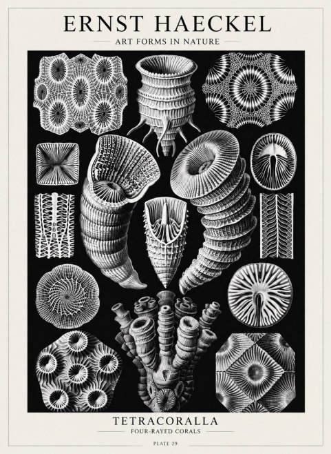 Ernst Haeckel Tetracoralla - Four-rayed Corals No4 - Plakát