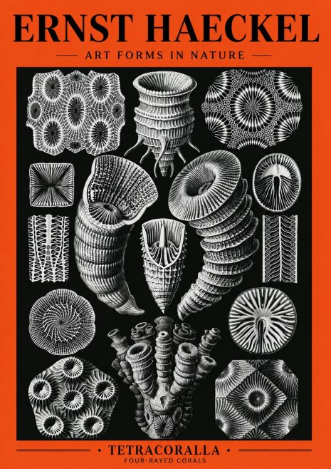 Ernst Haeckel Tetracoralla - Four-rayed Corals No5 - Plakát