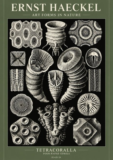 Ernst Haeckel Tetracoralla - Four-rayed Corals No6 - Plakát