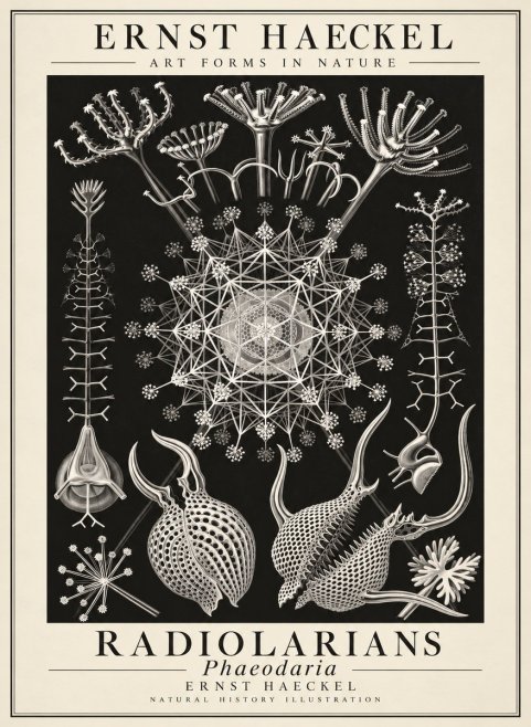 Ernst Haeckel Phaeodaria Radiolarians - Plate 61 No3 - Plakát