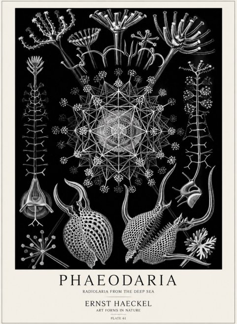 Ernst Haeckel Phaeodaria Radiolarians - Plate 61 No5 - Plakát