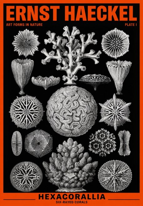 Ernst Haeckel Hexacoralla – Six-rayed Corals No6 - Plakát