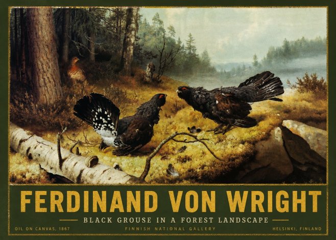 Ferdinand von Wright Black Grouse in a Forest Landscape No2 - Plakát