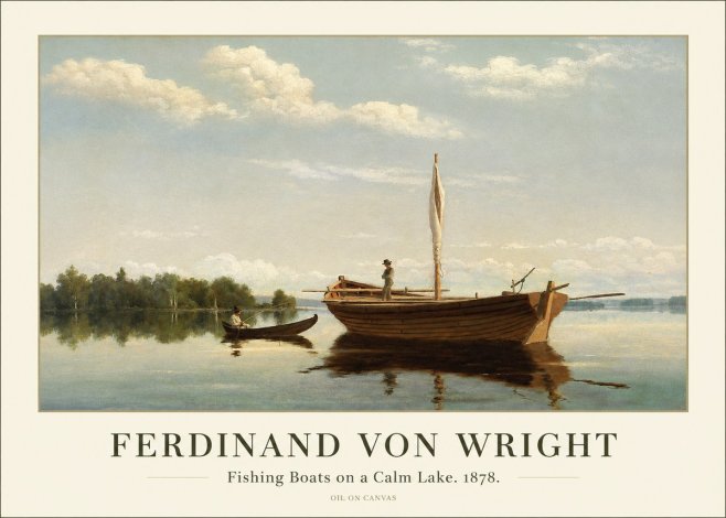 Ferdinand von Wright Fishing Boats on a Calm Lake. 1878. No1 - Plakát