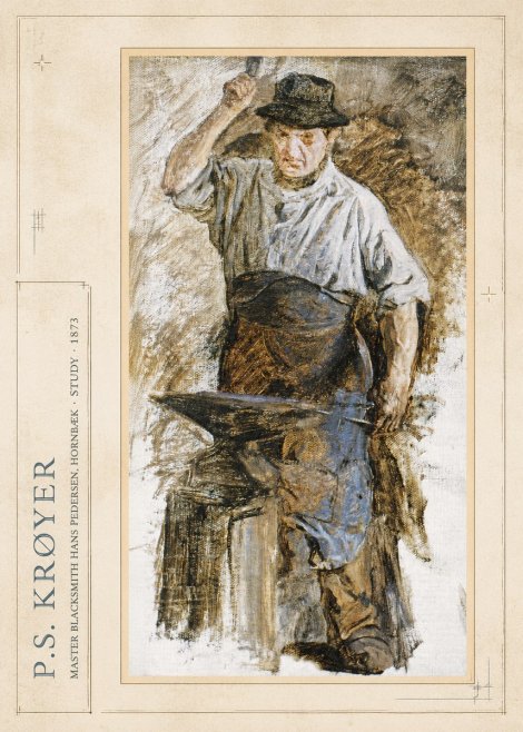 P.S. Krøyer Master Blacksmith Hans Pedersen, Hornbaek · Study · 1873 No4 - Plakát