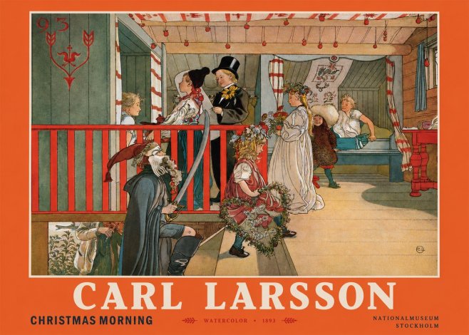 Carl Larsson Children Bringing Flowers No4 - Plakát