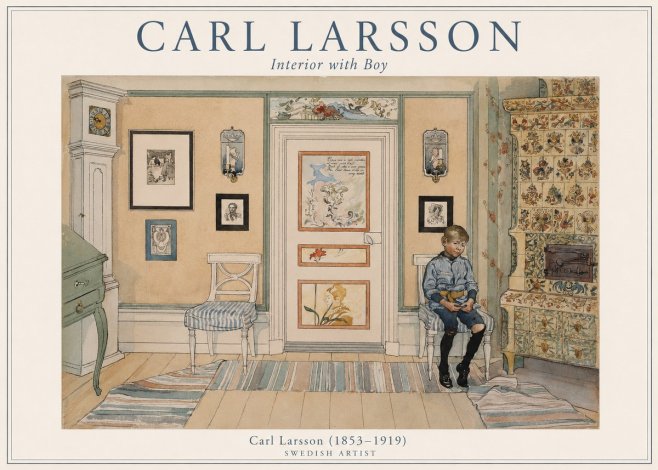 Carl Larsson Interior with Boy No1 - Plakát