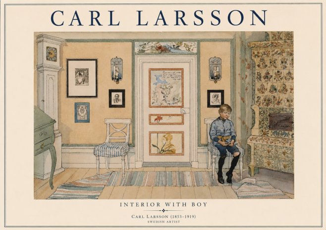 Carl Larsson Interior with Boy No3 - Plakát