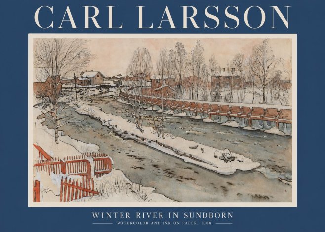 Carl Larsson Winter River in Sundborn No2 - Plakát