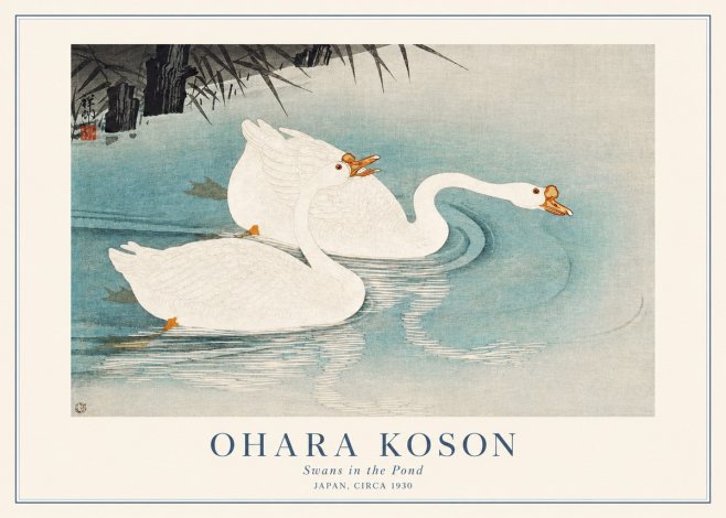 Ohara Koson Two Swans No2 - Plakát