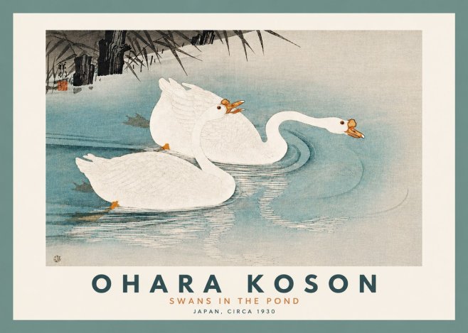 Ohara Koson Two Swans No5 - Plakát