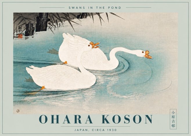 Ohara Koson Two Swans No6 - Plakát