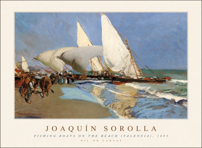 Sorolla Fishing Boats on the Beach (Valencia), 1895 No1 - Plakát