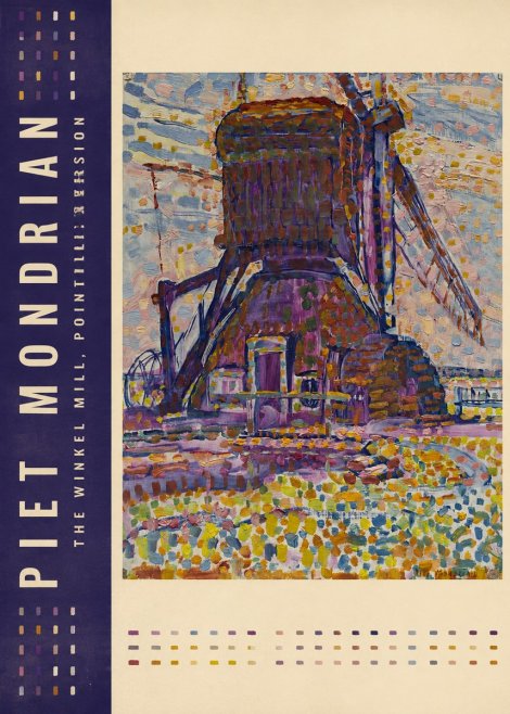 Piet Mondrian The Winkel Mill, Pointillist Version No2 - Plakát