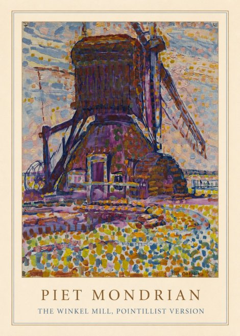 Piet Mondrian The Winkel Mill, Pointillist Version No3 - Plakát