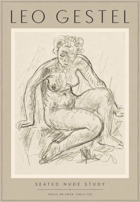 Leo Gestel Seated Nude Study No5 - Plakát