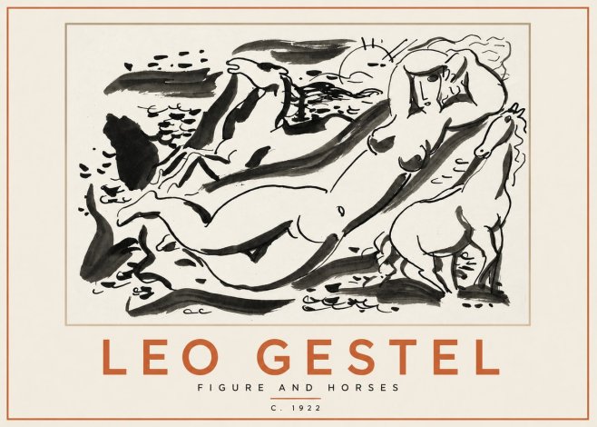Leo Gestel Figure and Horses No2 - Plakát