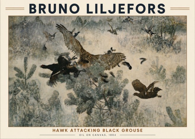 Bruno Liljefors Hawk Attacking Black Grouse No5 - Plakát