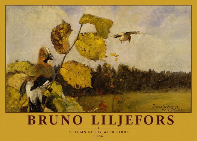 Bruno Liljefors Autumn Study with Birds No2 - Plakát