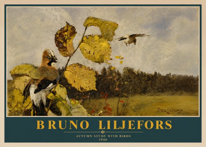 Bruno Liljefors Autumn Study with Birds No3 - Plakát