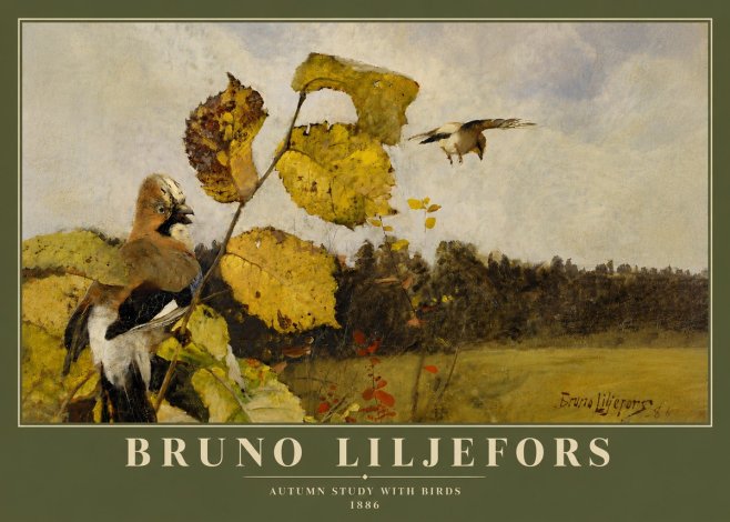 Bruno Liljefors Autumn Study with Birds No4 - Plakát