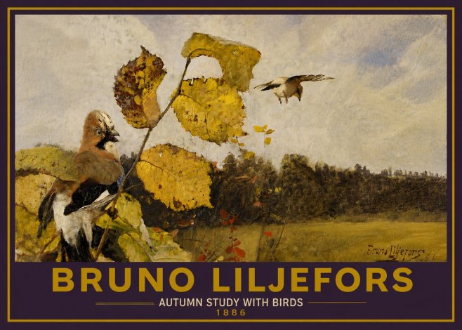Bruno Liljefors Autumn Study with Birds No5 - Plakát