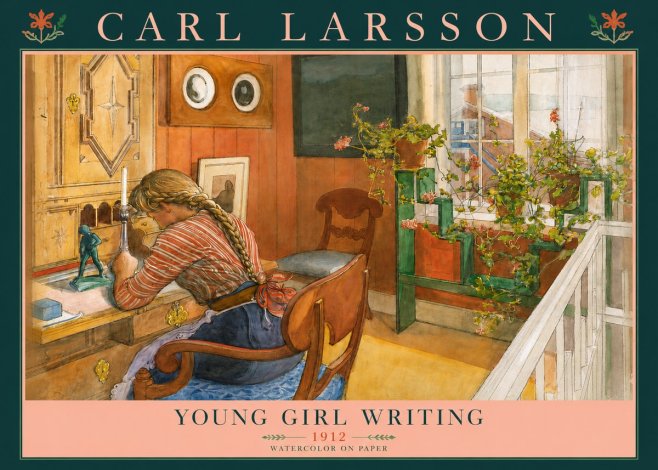 Carl Larsson Young Girl Writing No3 - Plakát