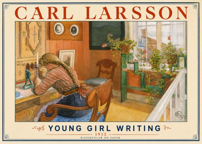 Carl Larsson Young Girl Writing No4 - Plakát