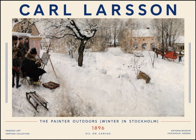 Carl Larsson The Painter Outdoors (Winter in Stockholm) No4 - Plakát