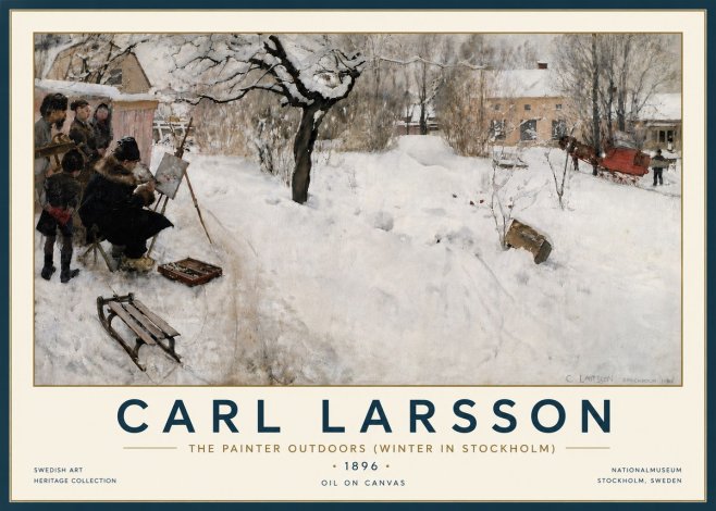 Carl Larsson The Painter Outdoors (Winter in Stockholm) No6 - Plakát