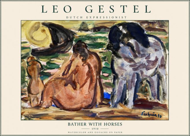 Leo Gestel Bather with Horses No3 - Plakát