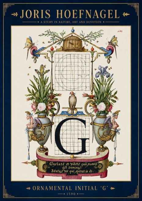 Joris Hoefnagel Ornamental Initial 'G' No3 - Plakát