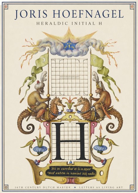 Joris Hoefnagel Heraldic Initial H No1 - Plakát