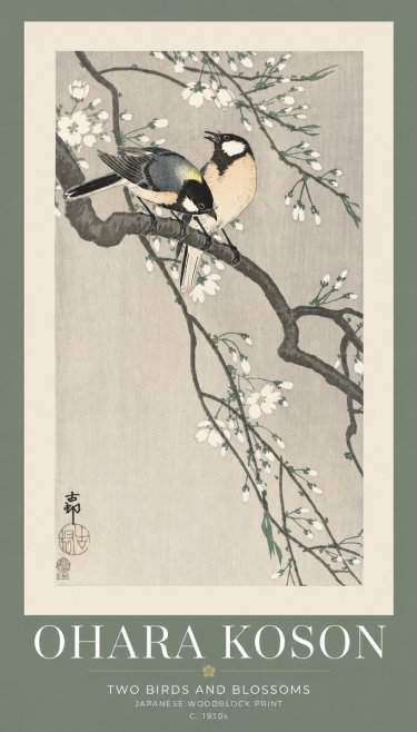 Ohara Koson Two Birds and Blossoms I No1 - Plakát
