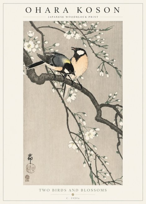 Ohara Koson Two Birds and Blossoms I No2 - Plakát