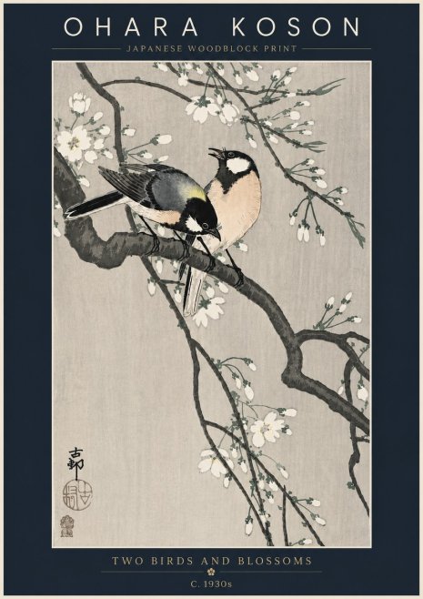Ohara Koson Two Birds and Blossoms I No6 - Plakát