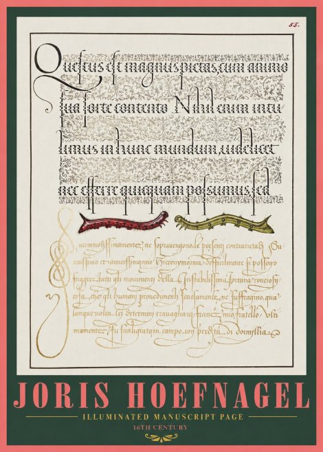 Joris Hoefnagel Illuminated Manuscript Page I No2 - Plakát