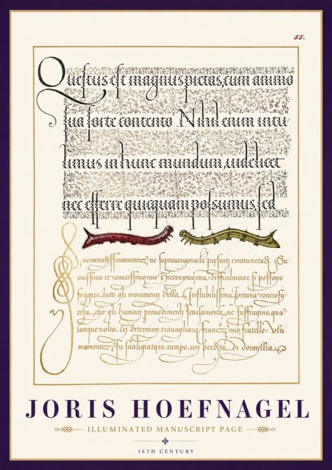 Joris Hoefnagel Illuminated Manuscript Page I No3 - Plakát