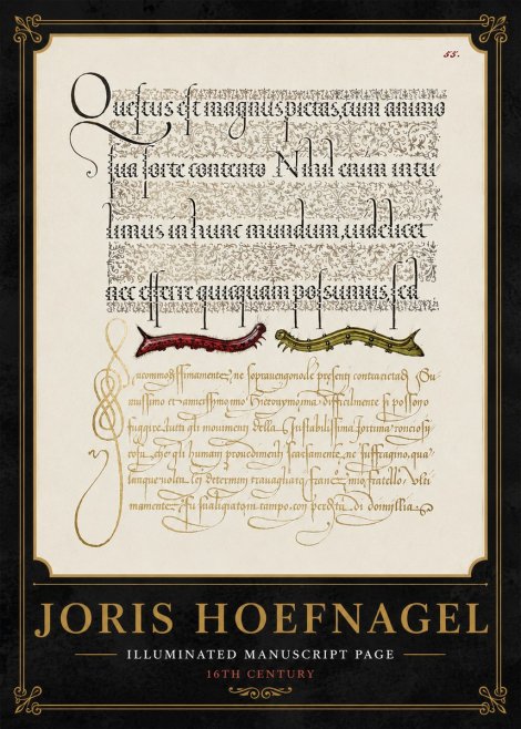 Joris Hoefnagel Illuminated Manuscript Page I No5 - Plakát