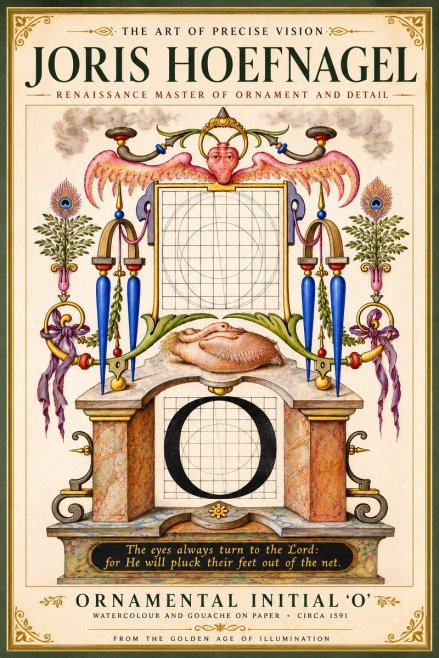 Joris Hoefnagel Ornamental Initial 'O' No5 - Plakát