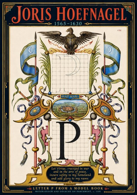 Joris Hoefnagel Letter P from a Model Book No5 - Plakát