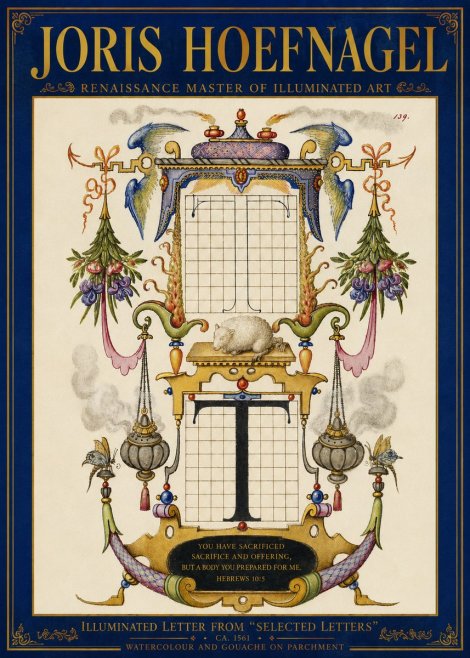 Joris Hoefnagel Letter T with Biblical Verse No5 - Plakát