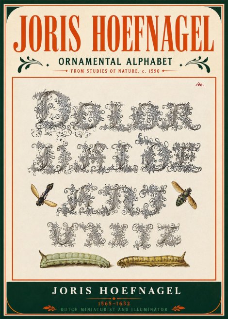 Joris Hoefnagel Ornamental Alphabet from Studies of Nature No5 - Plakát