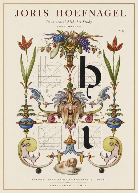 Joris Hoefnagel Floral Grotesque with Putto No2 - Plakát